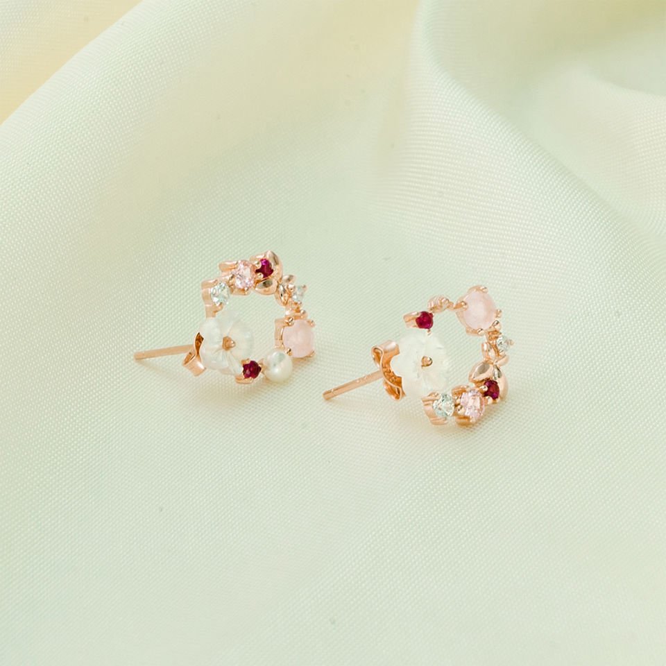925 Ayar Rose Gümüş Aşk Bahçesi Küpe