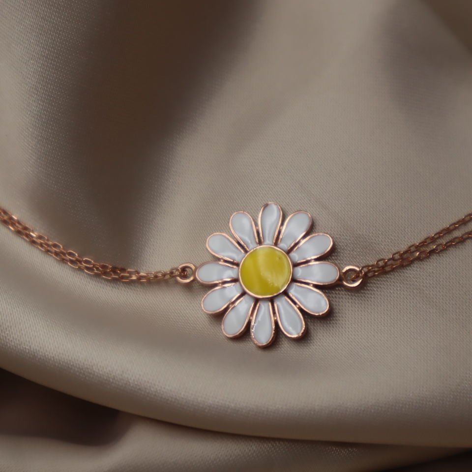 925 Ayar Gümüş Rose Papatya Bileklik